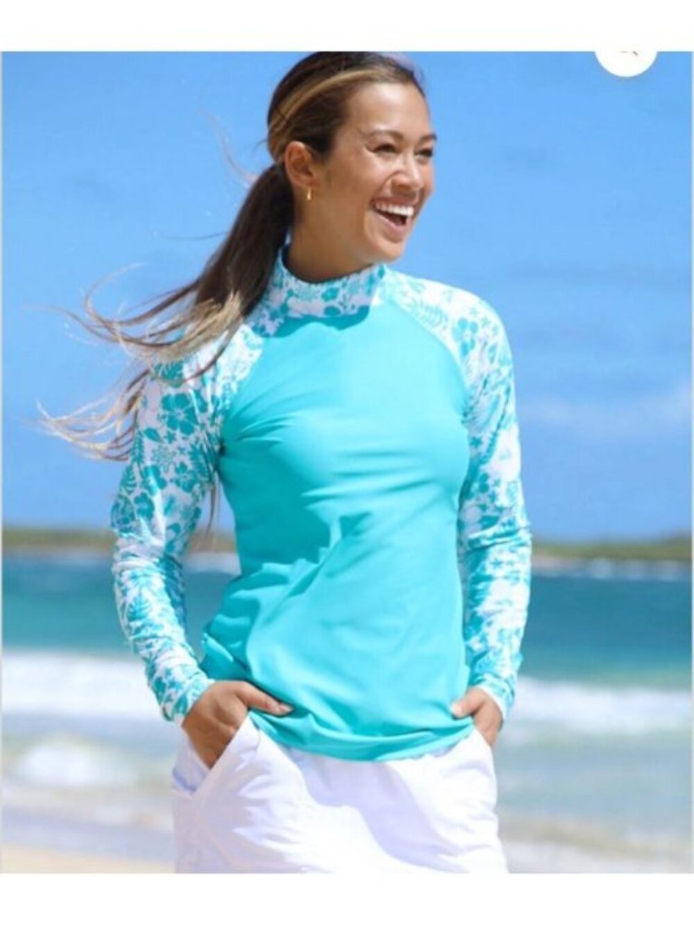 UV Skinz Women's Aloha Long Sleeve Sun & Swim Shirt Sz 2XL UPF 50+ Rash Guard